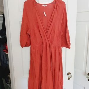 NWT madewell Burnt orange wrap style dress 1x